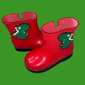 Baby Toddler Red Zum Dinosaur Red Vinyal Rainboots Size 8 US